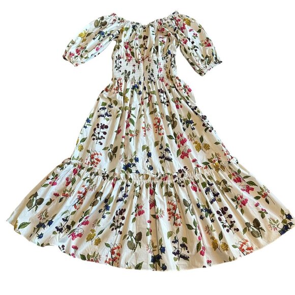 Cara Cara Mimi Off-Shoulder Dress Botanical Floral Berry Print Size Small NWOT - Picture 9 of 14